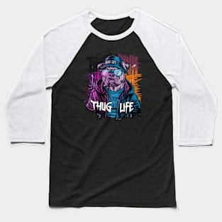 Urban Style Thug Life Dog Design Baseball T-Shirt